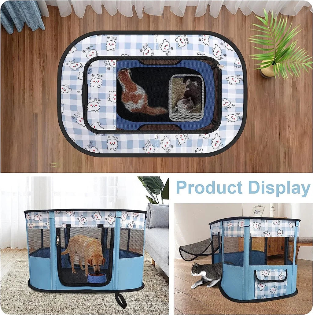 Portable Foldable Dog Playpen with Carrying Case I28205