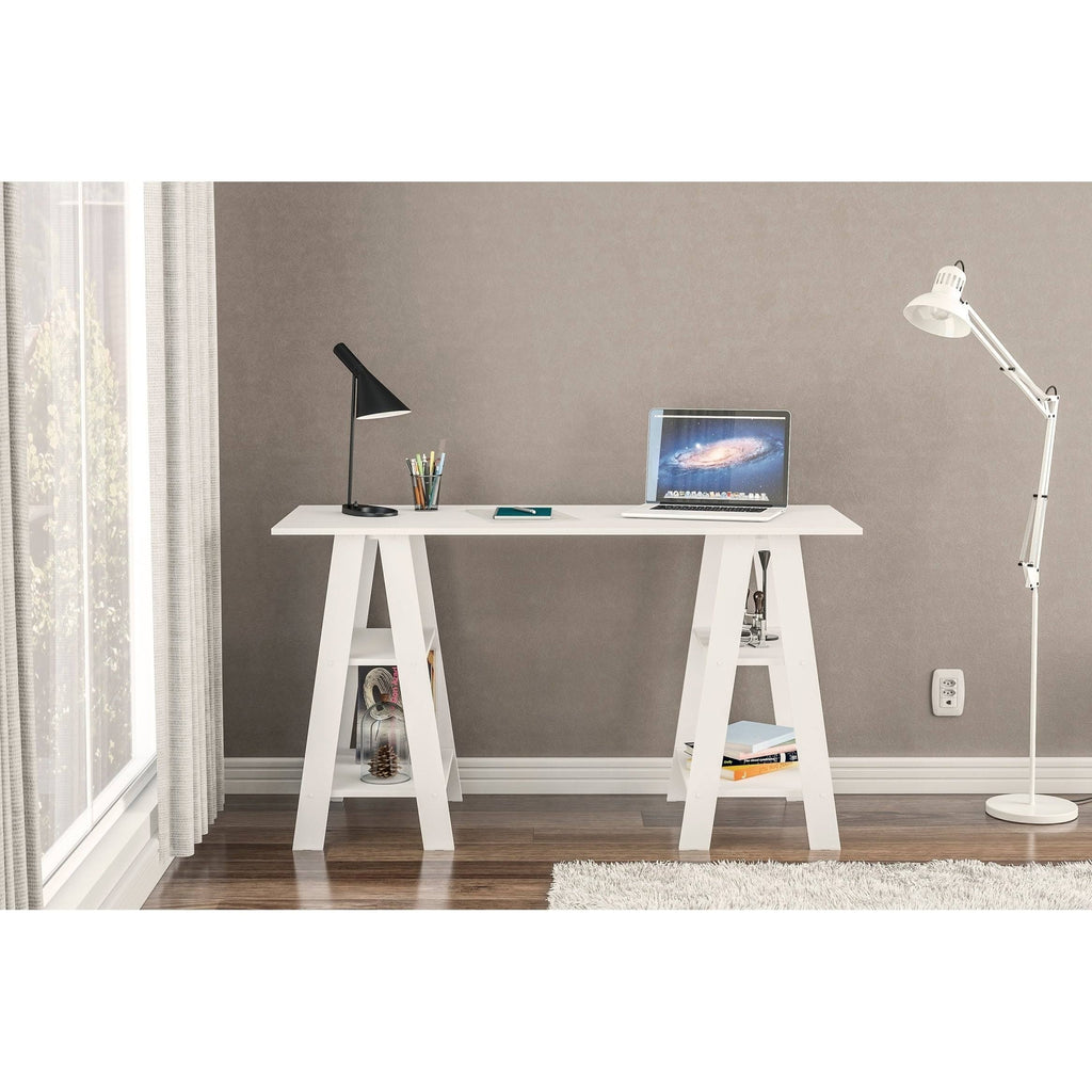 White Sawhorse Writing Desk H464117