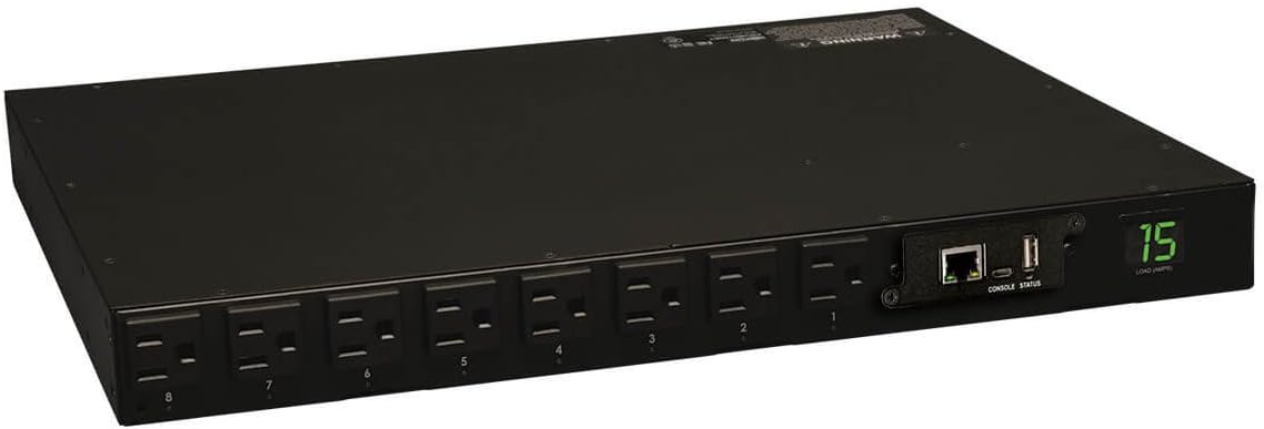 Metered PDU, 15A, 13 Outlets, 120V, 15 ft. Cord, 1U Rack-Mount Power R52226