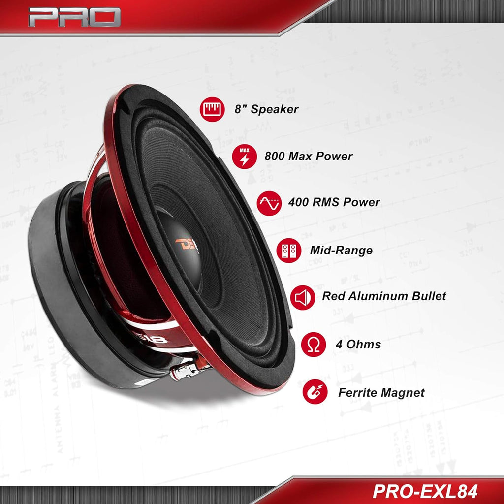 Red Aluminum Basket 8 Midrange Loudspeaker 800W Max 400W RMS 4 Ohms Ferrite Magnet K93295