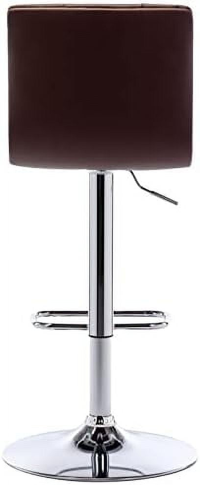 Tufted Adjustable PU Leather Swivel Barstools Set of 2 (Brown) K110