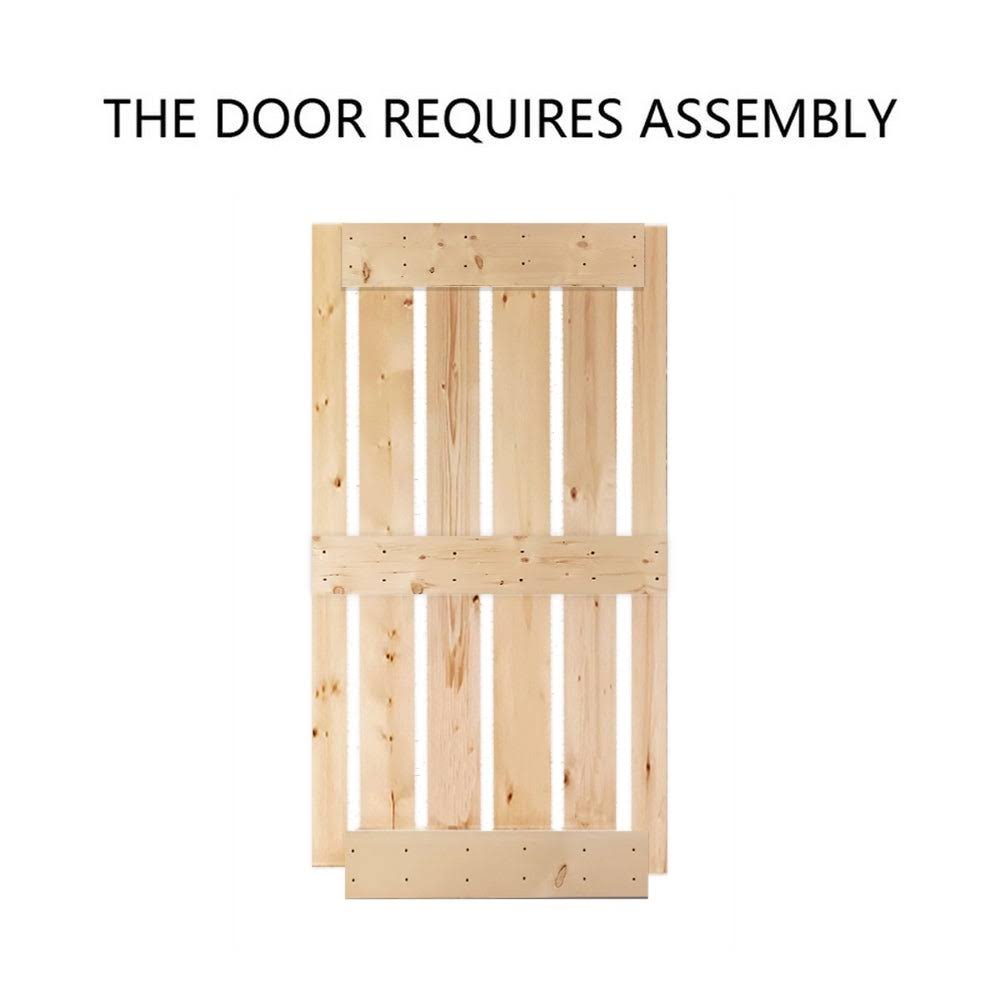 Unfinished 2 Panel Solid Knotty Pine Wood Barn Door 42 x 84 H2045