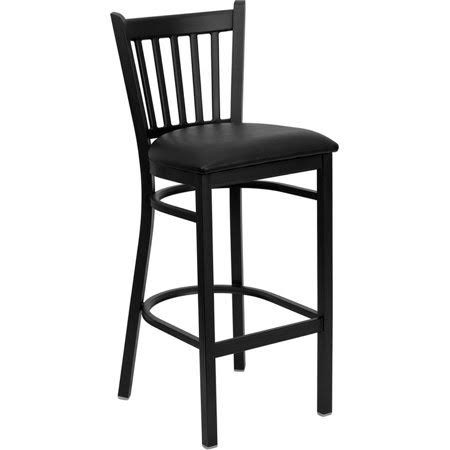 Black Vertical Back Metal Restaurant Barstool R76425