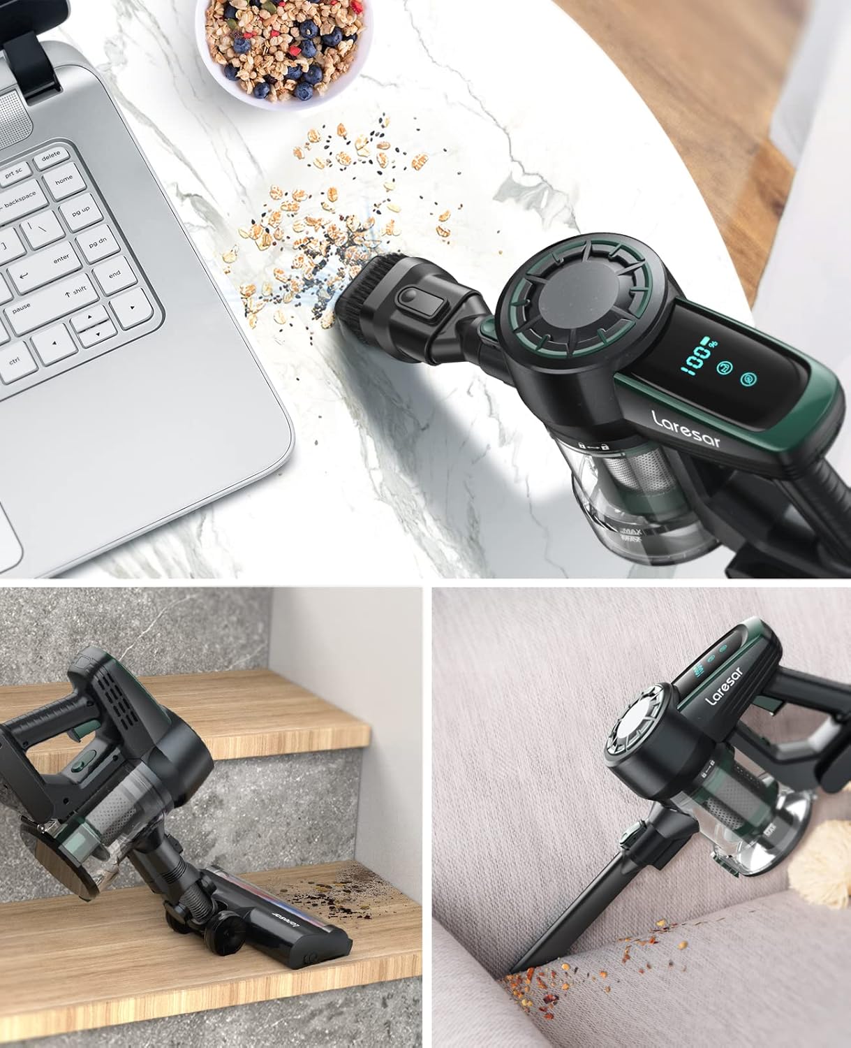 Cordless Stick Vacuum Cleaner with Foldable Tube, Detachable Battery C9480