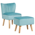 Green Velvet Tufted Leisure Chair and Ottoman Set J81606