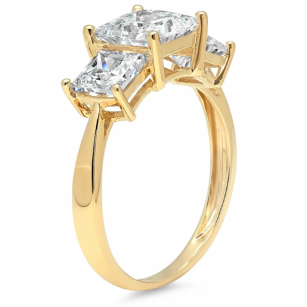 18K Yellow Gold Three-Stone Diamond Engagement Ring size 3.5 K344