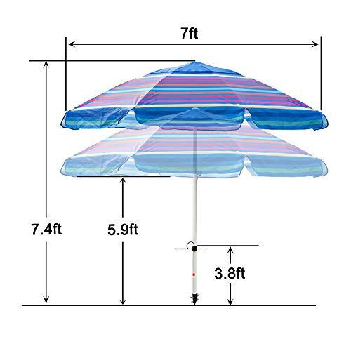 7 Feet Beach Umbrella with Sand Anchor and Carry Bag B92517