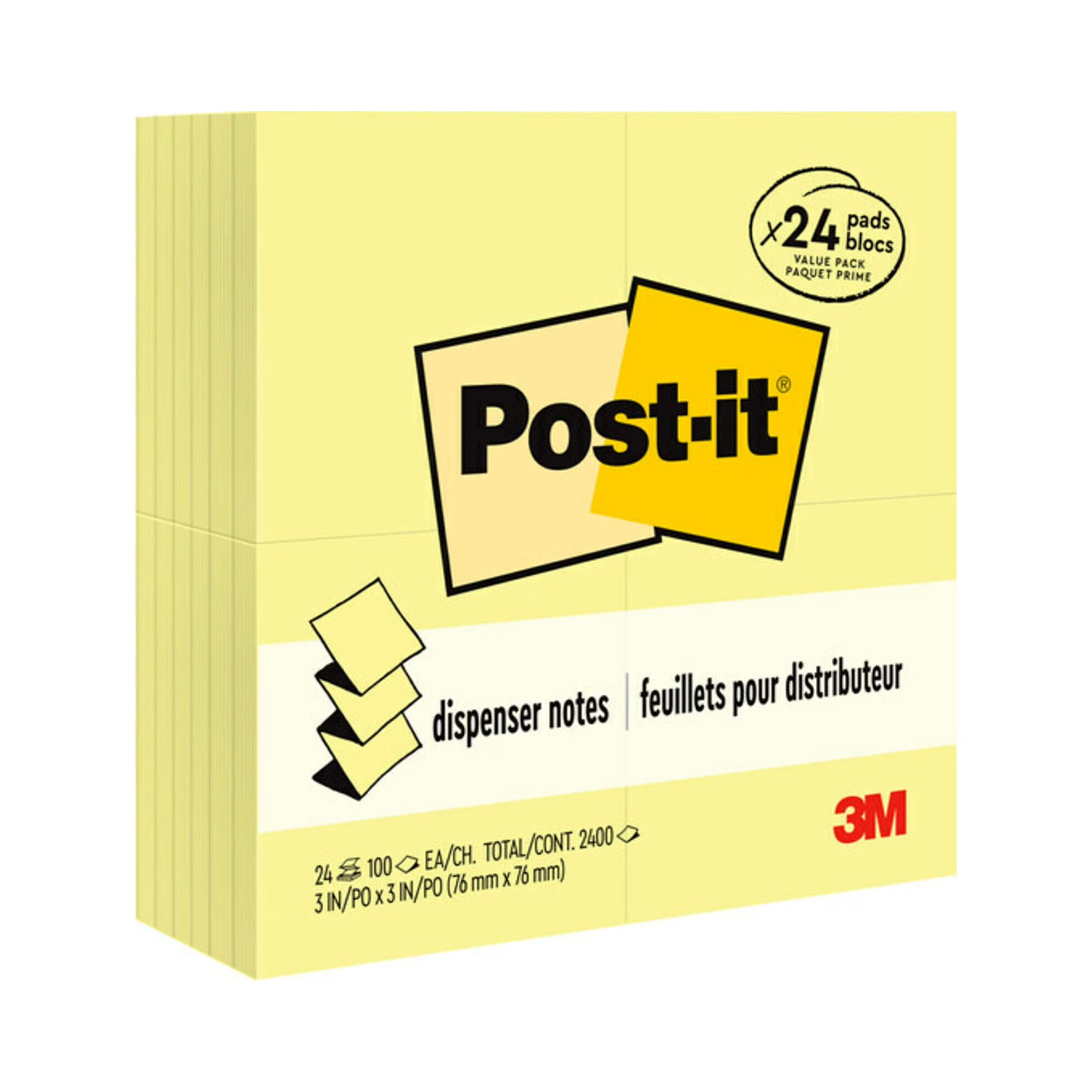 Canary Yellow Pop-Up Refill, 3 X 3, 100-Sheet, 24/pack, Bundle of 5 Packs Q767
