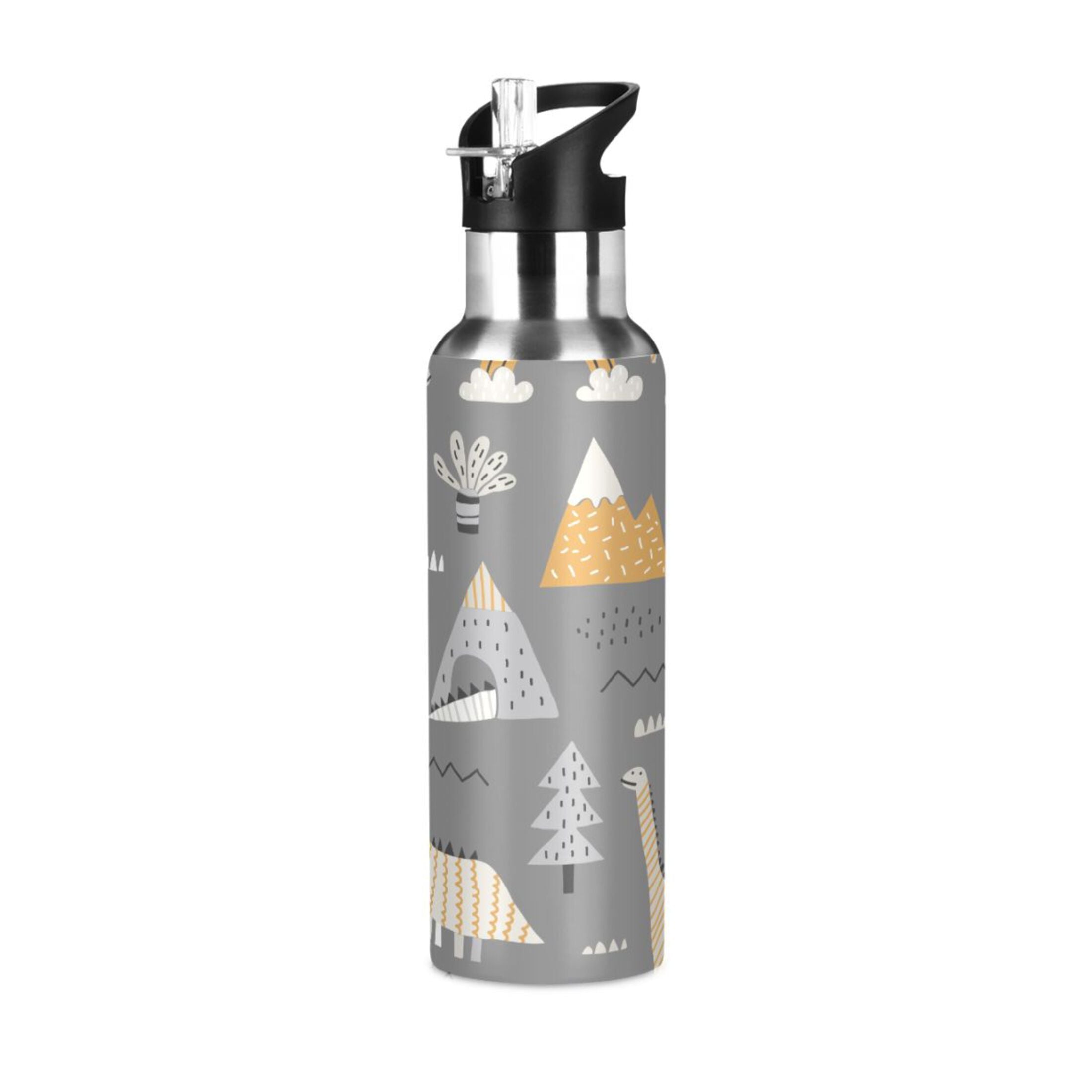 Stainless Steel Insulated Thermos Vacuum Flask Water Bottle with Straw Lid S509907