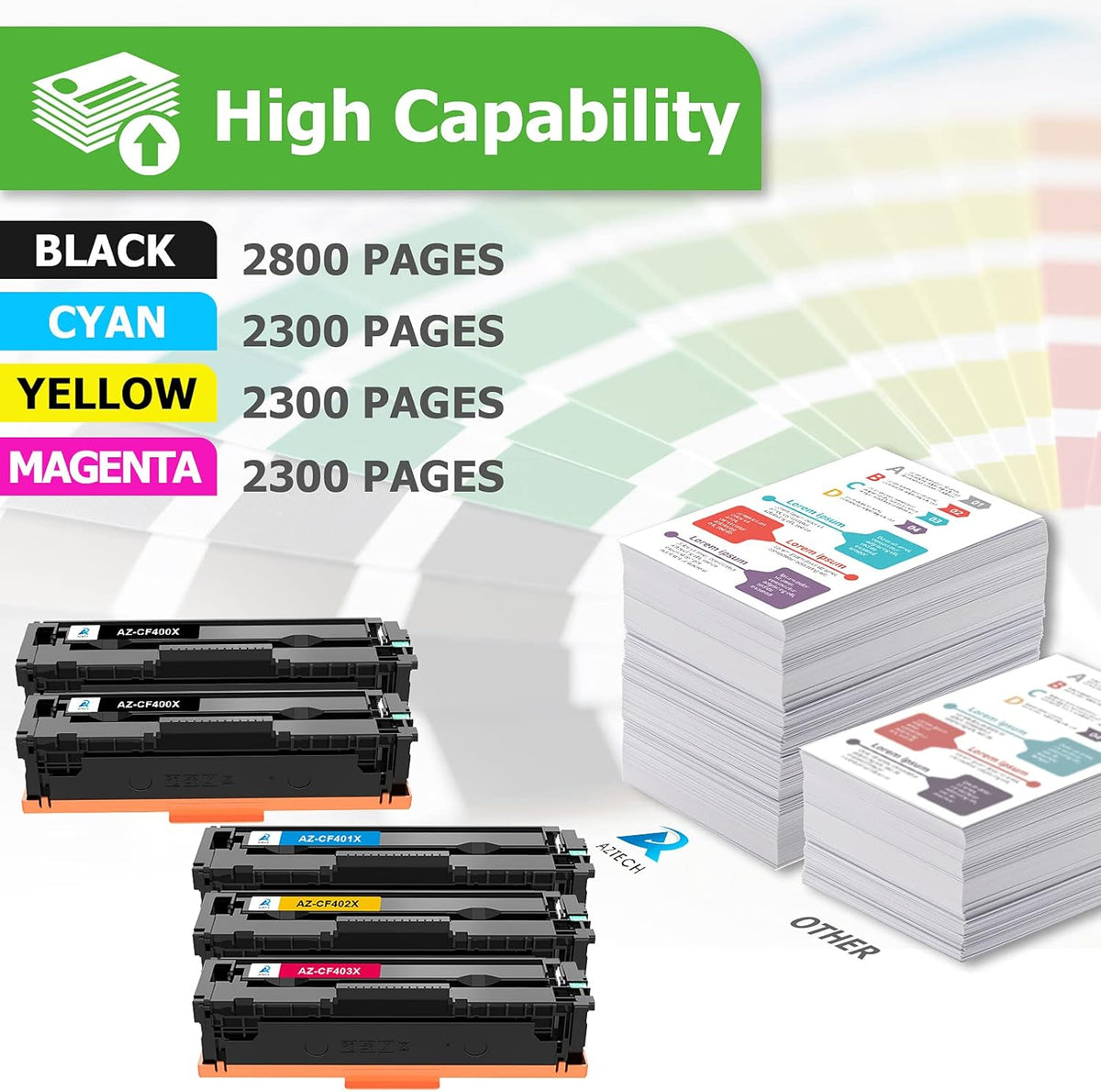 5-Pack Black Cyan Yellow Magenta Toner Cartridge J75824