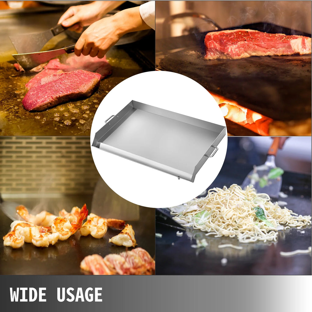 Stainless Steel Flat Top Griddle 32" X 17" with 2 Handles D937