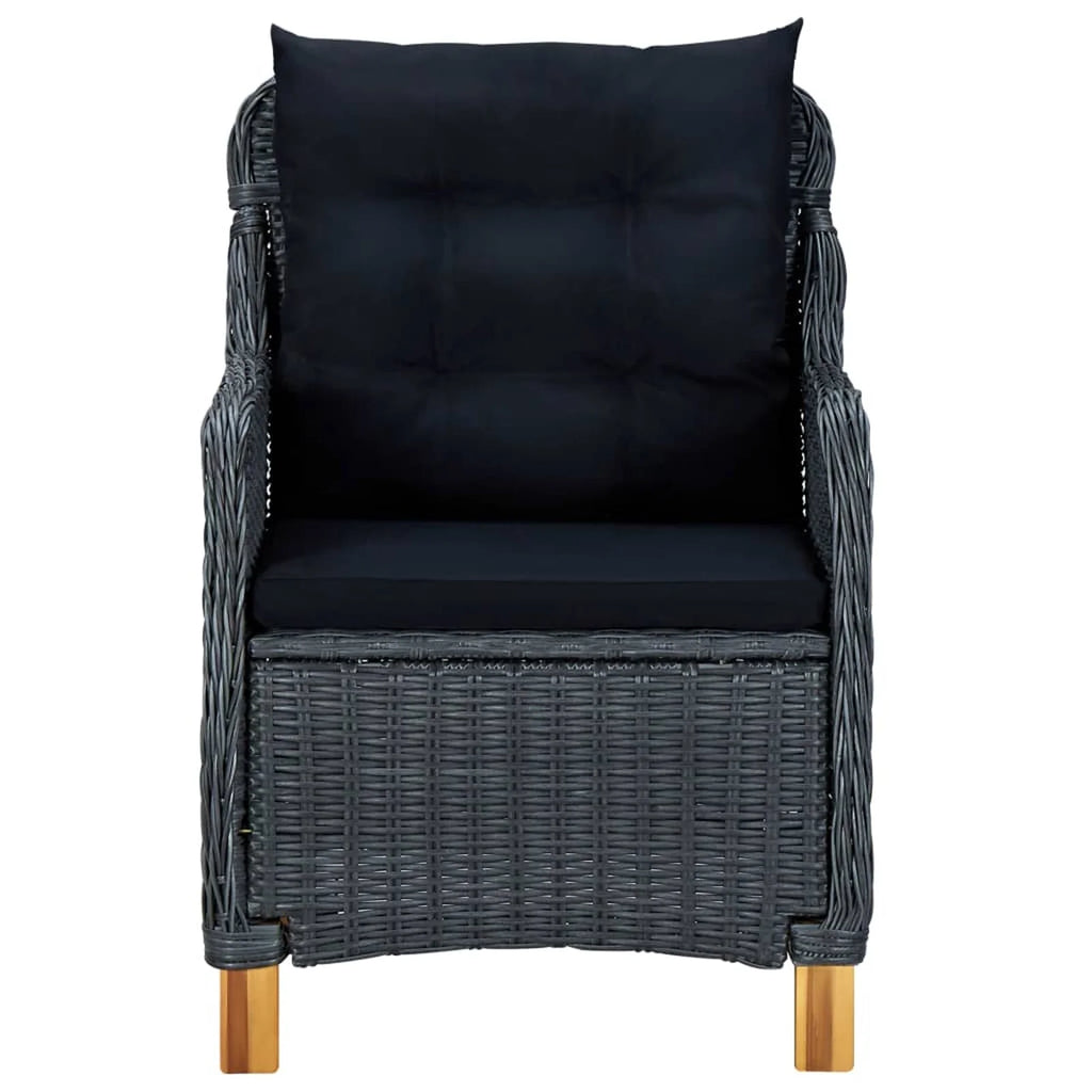 2 pcs Poly Rattan Patio Chairs with Cushions Dark Gray Q636393