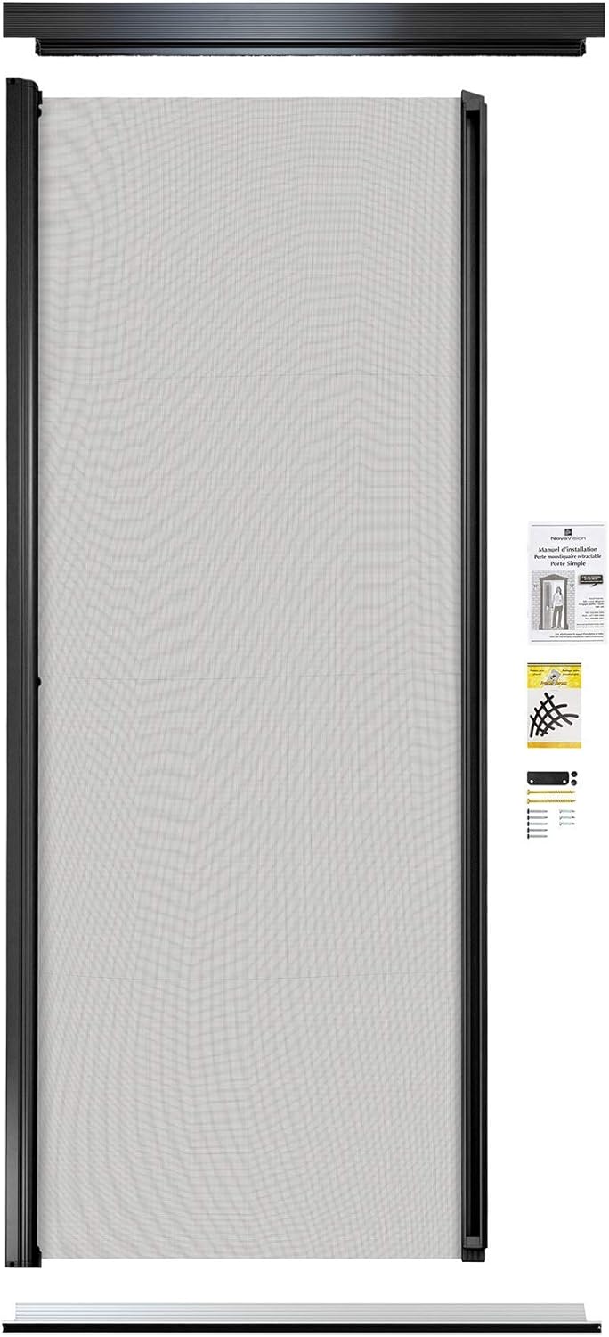 Retractable Screen for Standard Door, PVC & Aluminium, Black G5960