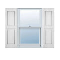 White Raised Panel Vinyl Exterior Shutters Pair D678235