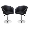 Adjustable Swivel Faux Leather Coffee Chair in Black - Set of 2 E13660