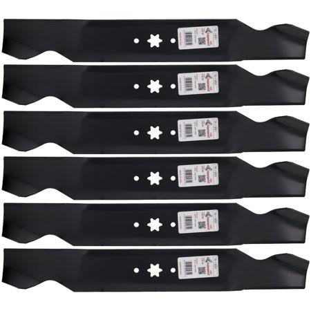 6 Mower Blades, 21-3/16 Length, 3 Width, .150 Thickness, 6 PT St Center Hole A86011