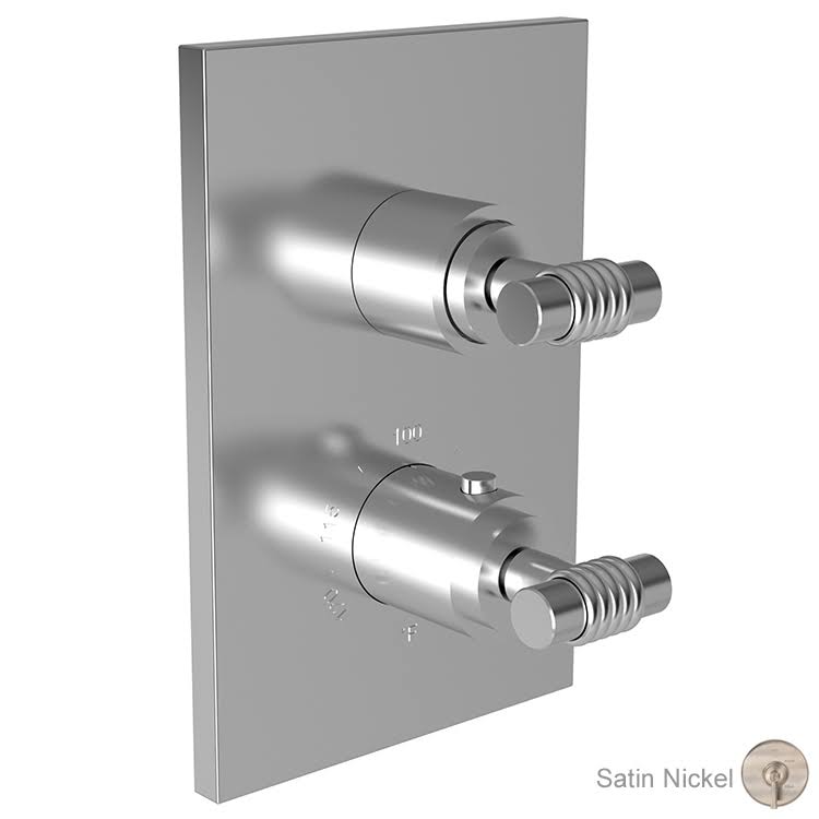 1/2x22 Square Thermostatic Trim Plate with Handle, Satin Nickel L9543