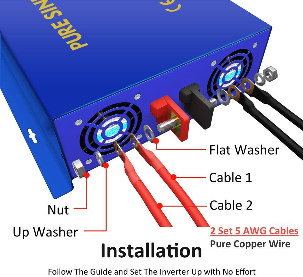 3500W Pure Sine Wave Power Inverter 36V DC to 120V AC with Wireless Remote Control S87470