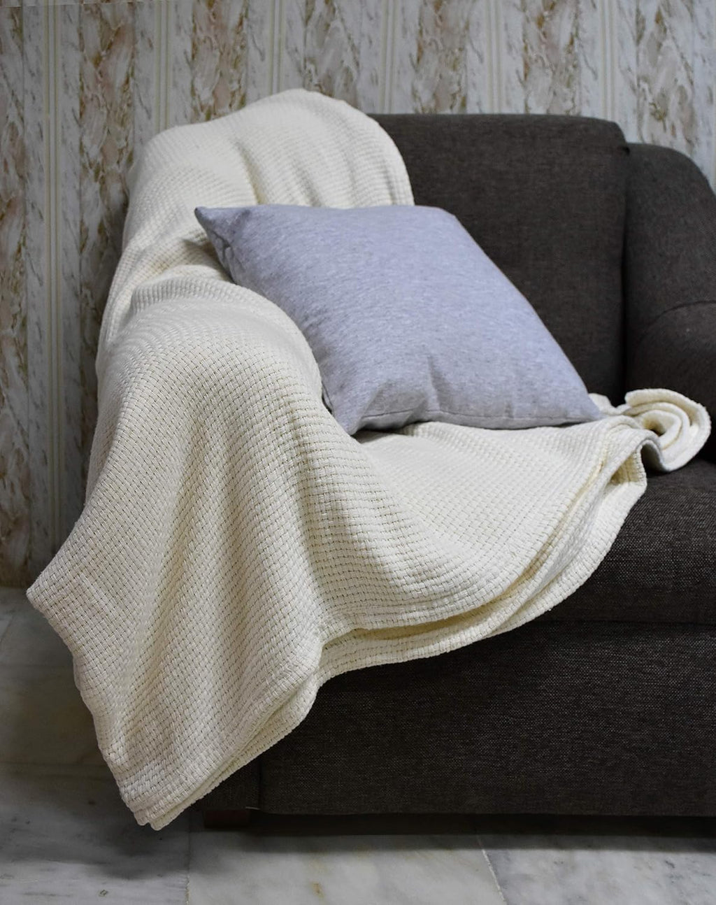 Blue Queen 90”X90” Cotton Basket Weave Blanket S404938