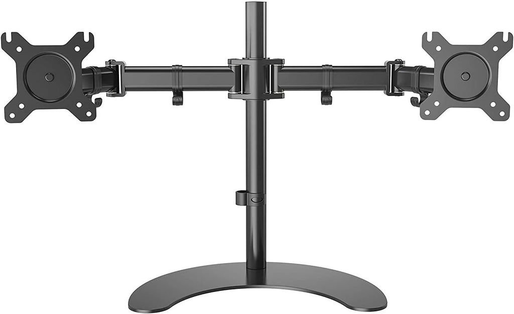 Dual Monitor Stand, Free Standing Fully Adjustable Monitor Desk Mount, Height Adjustable Monitor Arms Fit 2 Screens up to 27 inches/17.6lbs with VESA 75x75mm, 100x100mm Pack of 2 B5713