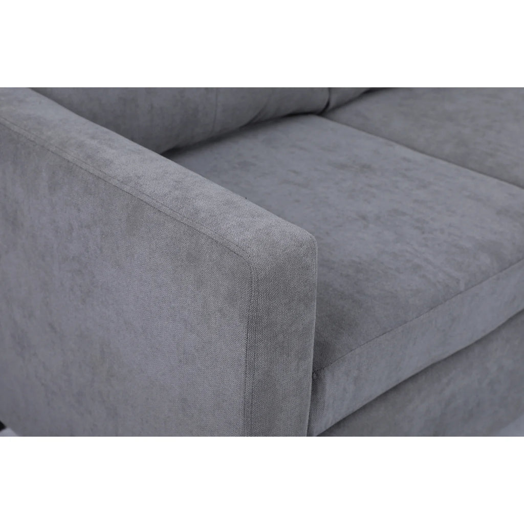 75" Gray Fabric Sofa and Chaise Convertible to Ottoman O7184