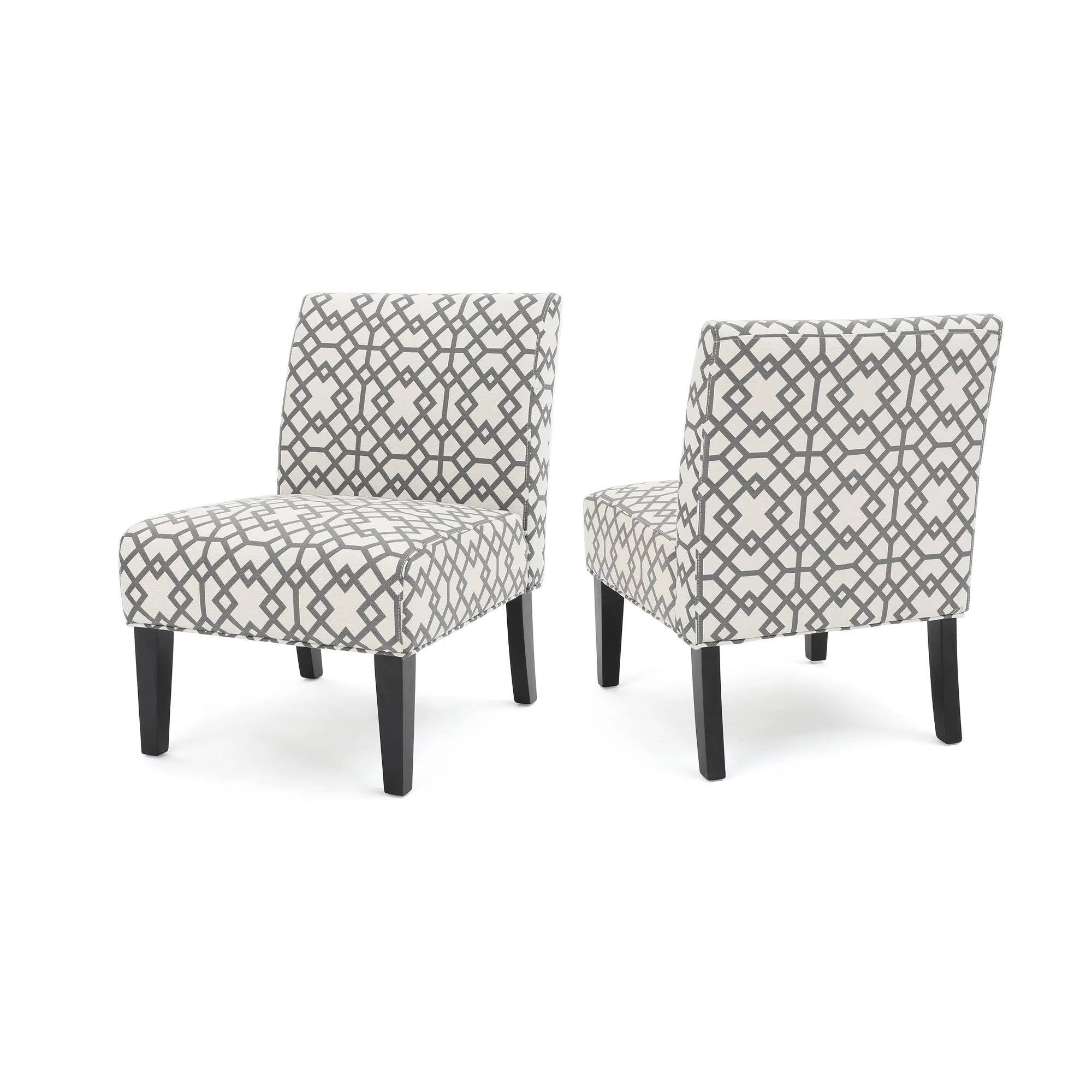 Set of 2 Accent Chair Geometric Patterned Gray A10233