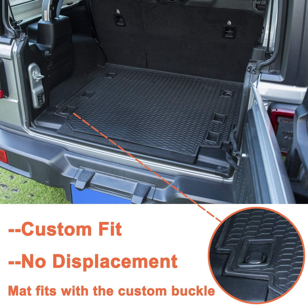 Cargo Mat for Jeep Wrangler JL 4 Door All-Weather Trunk Mat Cargo Liners J334