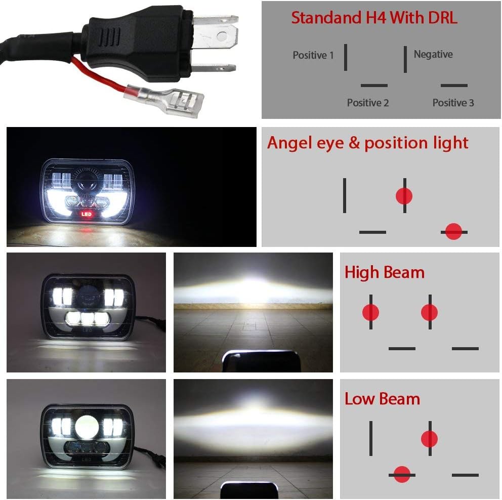 2PCS 5x7 LED Headlight Sealed Beam Hi/Lo Beam DRL H331