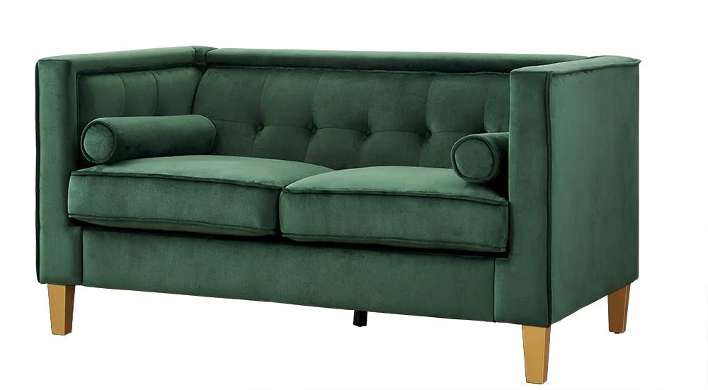 Green Loveseat with Solid Wood Legs J27913