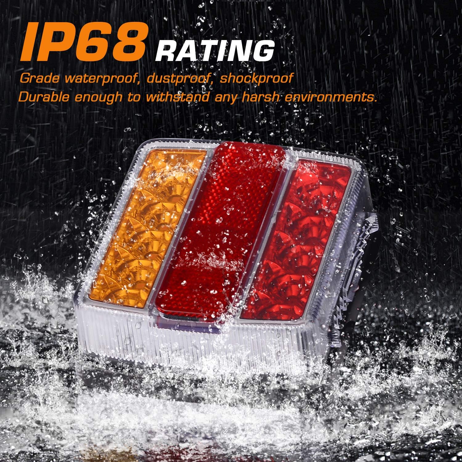 Magnetic LED Trailer Towing Light Kit, 24ft Cable with 7 pin plug, IP68 Waterproof L716079