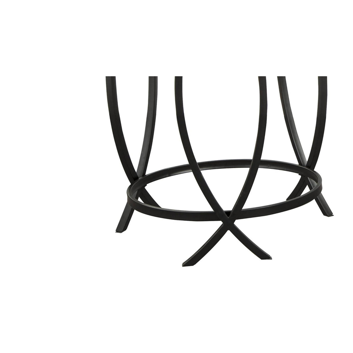 Round Table Set with Glass Top and Metal Body Black H4684