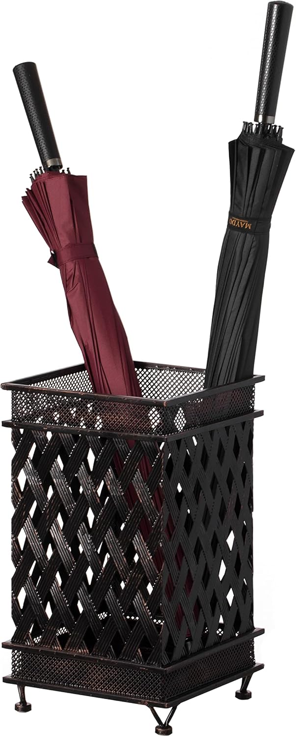 Antique Look Metal Umbrella Stand with Removable Drip Tray N97167