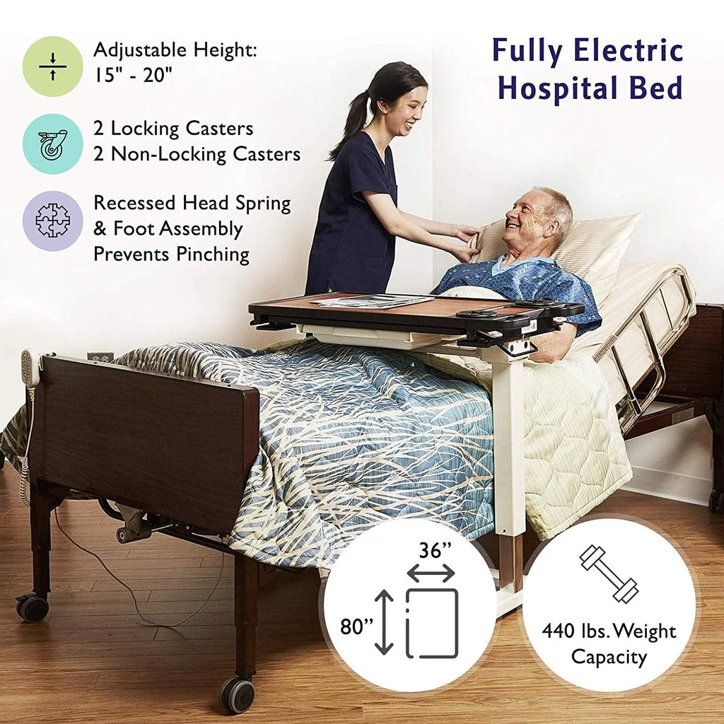 Full Electric Hospital Bed with Full Rails and Spring Mattress D185