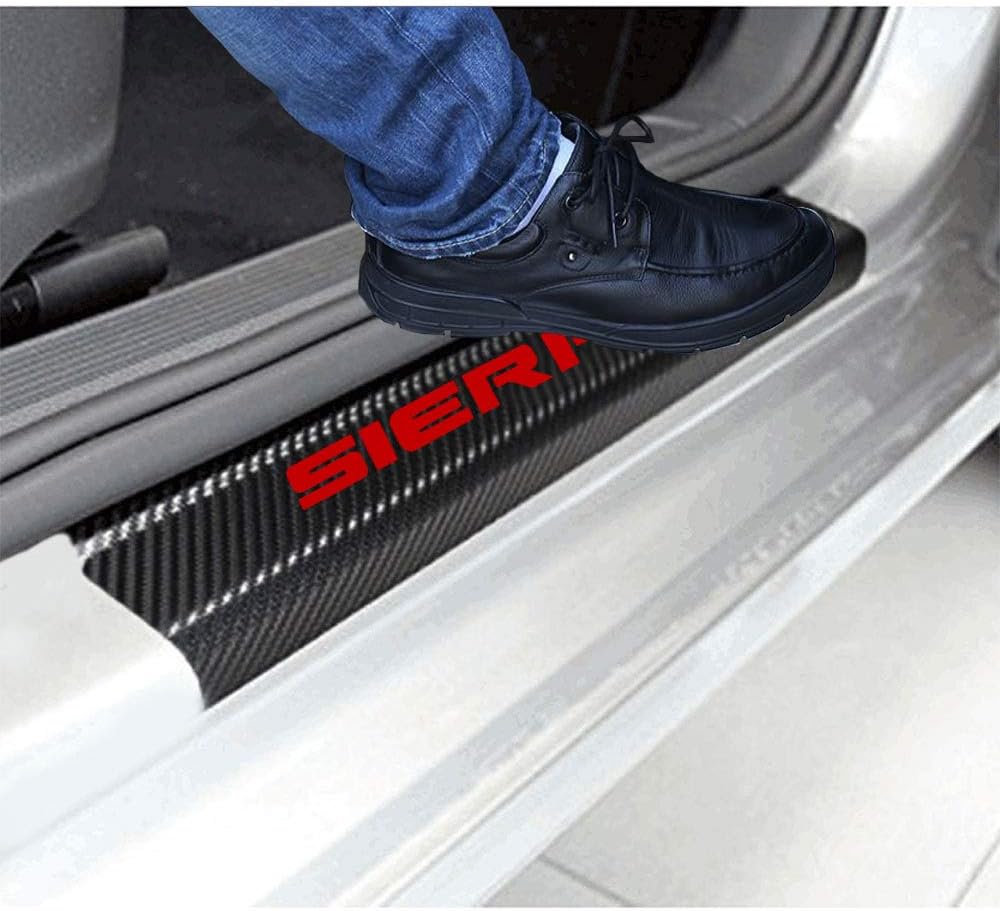 Red Carbon Fibre Vinyl Scuff Plate Sticker for Sierra Truck S571